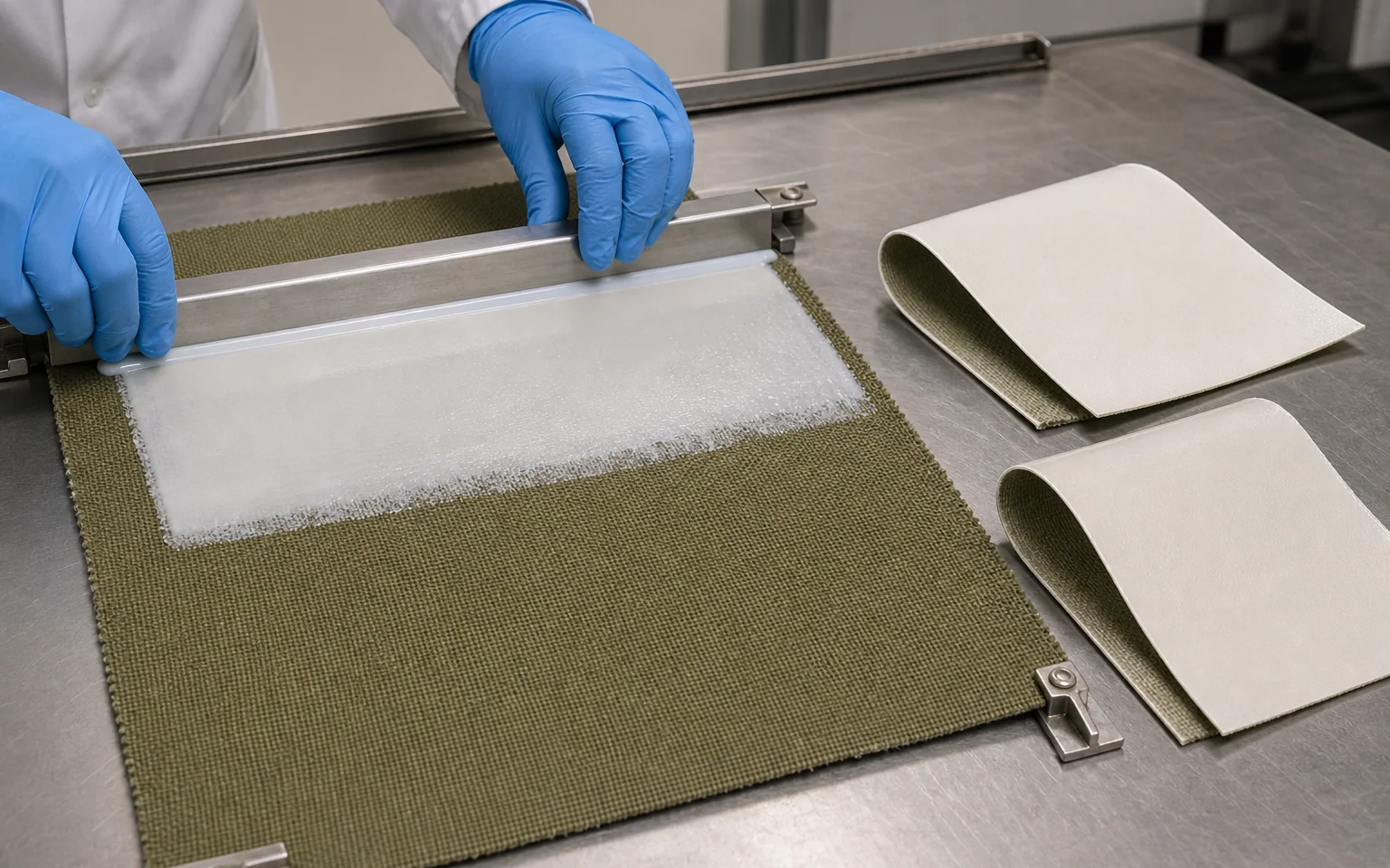 Application illustration of a thin coating applied directly to woven canvas