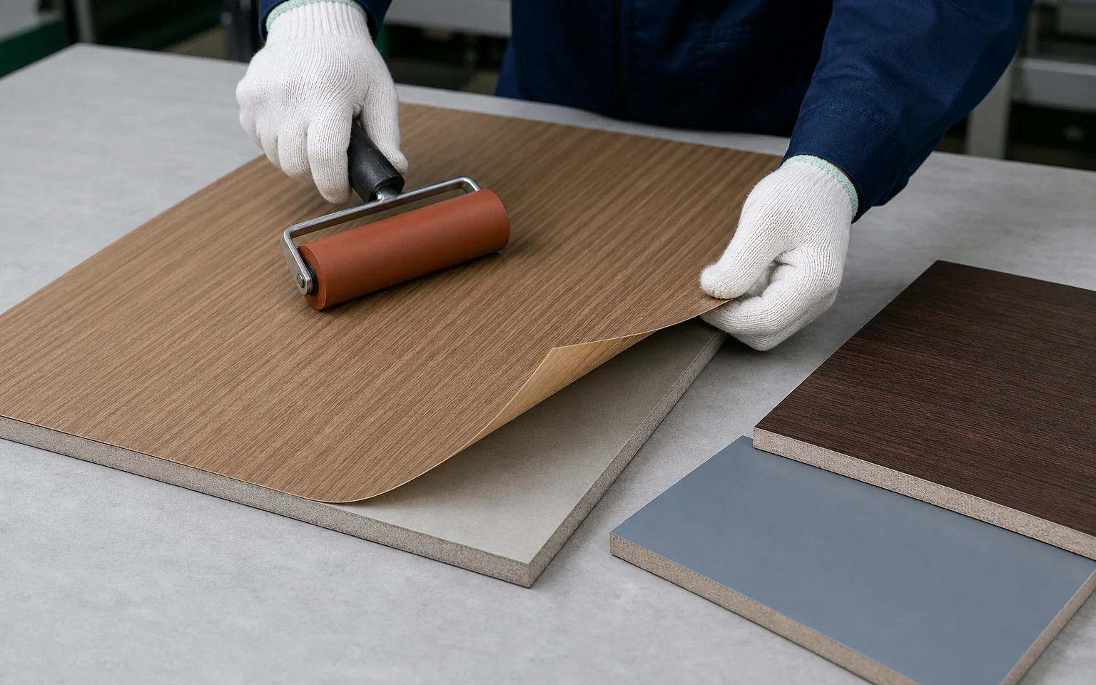 Application illustration of flexible PVC decorative film laminated onto a rigid board