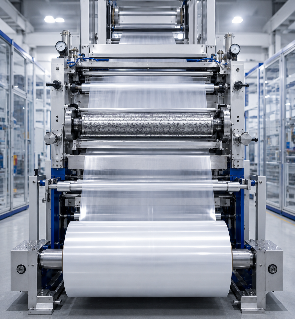Roll-to-roll film coating process used for PA-5308 paper and film label adhesive trials