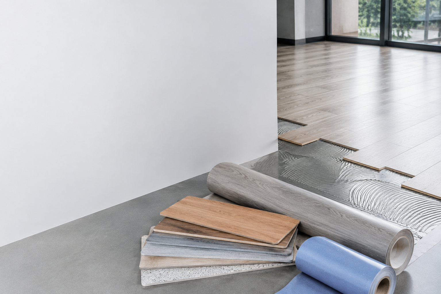 PVC flooring adhesive application scene